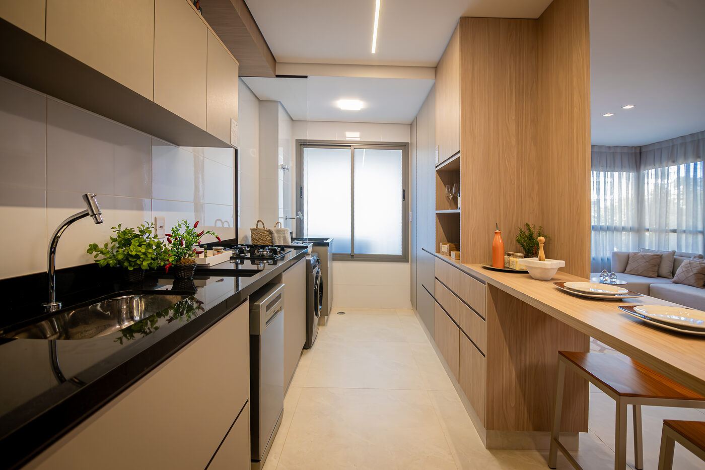 Cozinha do apartamento decorado